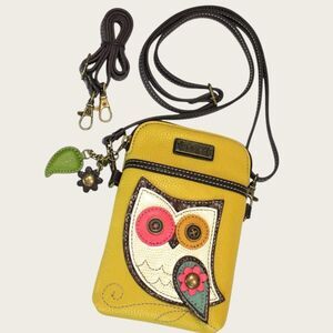 CHALA Owl Cell Phone Crossbody Purse Vegan Leather Handbag
